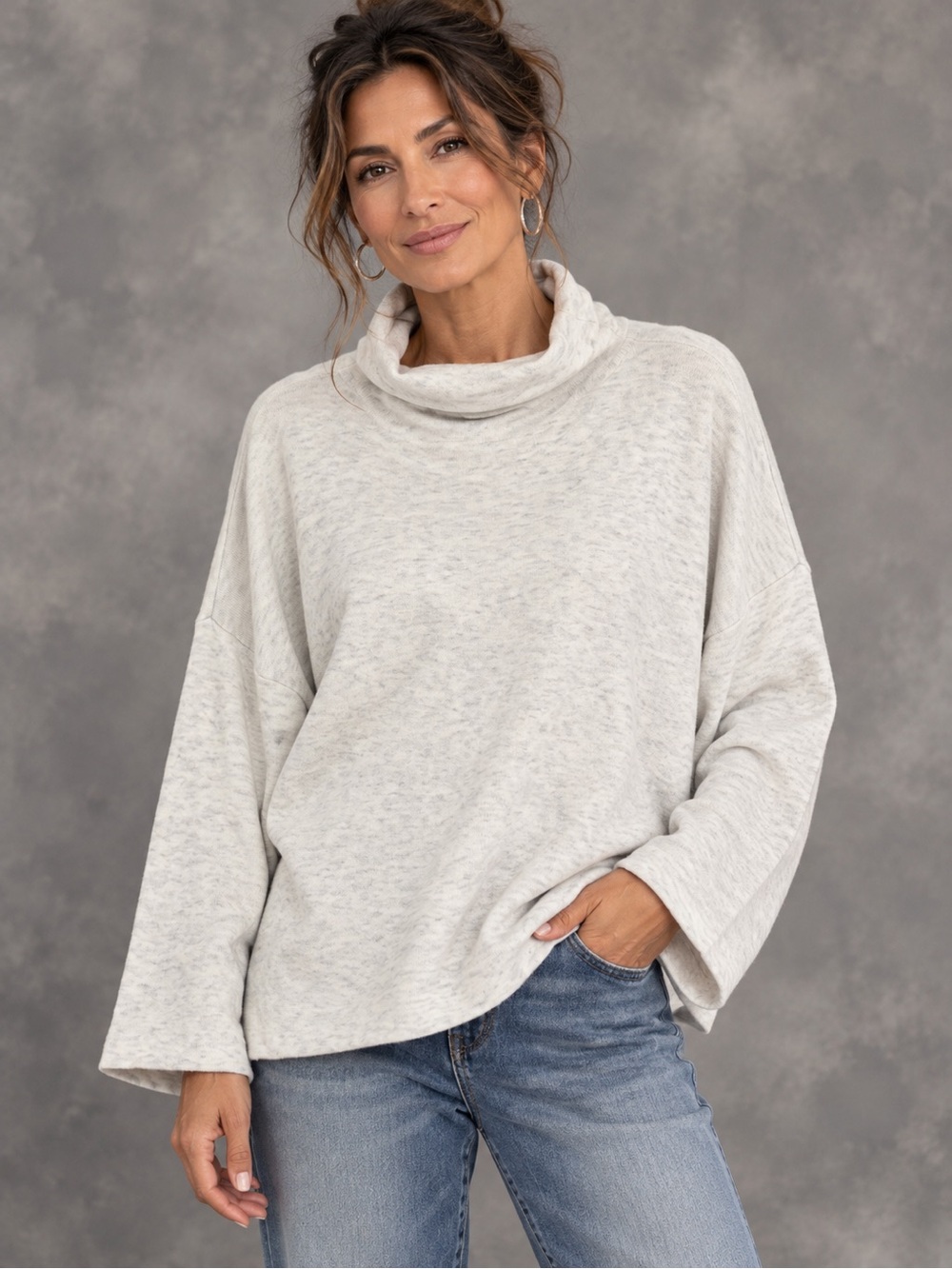 J. Jill Light Heather Gray Turtleneck Knit Top